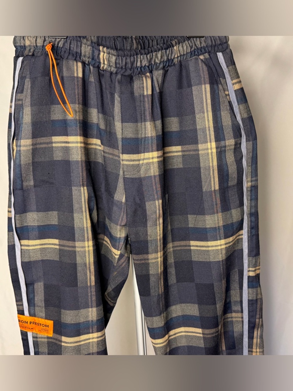 Heron Preston FW19 Plaid Stripe Track Pants Rare Text Made in Italy Size med - Picture 3 of 15